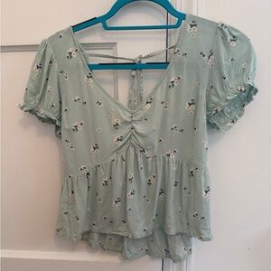 Hollister Mint Floral Blouse